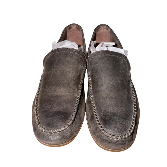 Frye greige leather slipon loafers menswear driving loafers professor academia 9